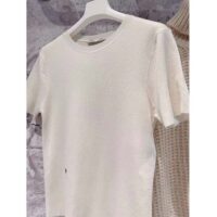 Dior Women CD Short-Sleeved Sweater Ecru Cashmere Silk Knit (2)