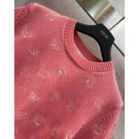 Dior Women CD Short-Sleeved Sweater Pink Wool Cashmere Knit Gradient Butterflies Motif (12)