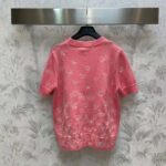 Dior Women CD Short-Sleeved Sweater Pink Wool Cashmere Knit Gradient Butterflies Motif - immagine 3