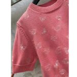 Dior Women CD Short-Sleeved Sweater Pink Wool Cashmere Knit Gradient Butterflies Motif - immagine 7