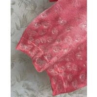 Dior Women CD Short-Sleeved Sweater Pink Wool Cashmere Knit Gradient Butterflies Motif (12)