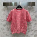 Dior Women CD Short-Sleeved Sweater Pink Wool Cashmere Knit Gradient Butterflies Motif - immagine 2