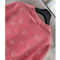 Dior Women CD Short-Sleeved Sweater Pink Wool Cashmere Knit Gradient Butterflies Motif (12)