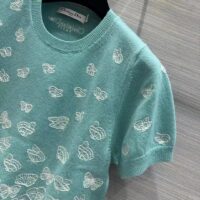 Dior Women CD Short-Sleeved Sweater Sea Green Wool Cashmere Knit Gradient Butterflies (7)