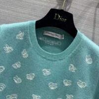 Dior Women CD Short-Sleeved Sweater Sea Green Wool Cashmere Knit Gradient Butterflies (7)