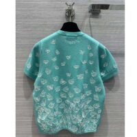 Dior Women CD Short-Sleeved Sweater Sea Green Wool Cashmere Knit Gradient Butterflies (7)