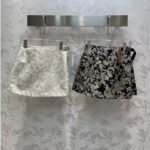 Dior Women CD Skort White Technical Fabric Gold-Tone Allover Butterfly Motif – Image 4