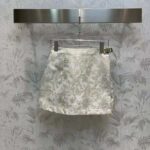 Dior Women CD Skort White Technical Fabric Gold-Tone Allover Butterfly Motif – Image 2