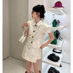 Dior Women CD Skort White Technical Fabric Gold-Tone Allover Butterfly Motif – Image 15