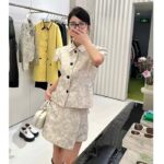 Dior Women CD Skort White Technical Fabric Gold-Tone Allover Butterfly Motif – Image 12