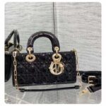 Dior Women CD Small Lady D-Joy Bag Black Patent Cannage Calfskin - Image 3