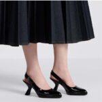 Dior Women CD Sweet-D Slingback Pump Black Patent Calfskin Shiny Calfskin - Image 12