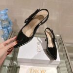 Dior Women CD Sweet-D Slingback Pump Black Patent Calfskin Shiny Calfskin - Image 6