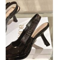 Dior Women CD Sweet-D Slingback Pump Black Patent Calfskin Shiny Calfskin (1)