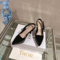 Dior Women CD Sweet-D Slingback Pump Black Patent Calfskin Shiny Calfskin (1)