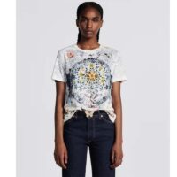 Dior Women CD T-Shirt White Cotton Jersey Multicolor Tarot L’Étoile Motif (4)