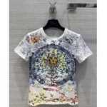 Dior Women CD T-Shirt White Cotton Jersey Multicolor Tarot L'Étoile Motif - immagine 2