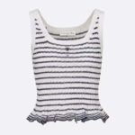 Dior Women CD Twin Set Knitwear Sweater Vest White Black Linen Cashmere Silk Ribbed Knit