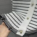 Dior Women CD Twin Set Knitwear Sweater White Black Linen Cashmere Silk Ribbed Knit - Image 8