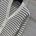 Dior Women CD Twin Set Knitwear Sweater White Black Linen Cashmere Silk Ribbed Knit - Image 6