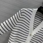 Dior Women CD Twin Set Knitwear Sweater White Black Linen Cashmere Silk Ribbed Knit - Image 7