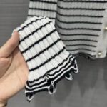 Dior Women CD Twin Set Knitwear Sweater White Black Linen Cashmere Silk Ribbed Knit - Image 9