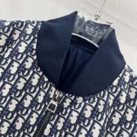 Dior Women CD Vest Blue Dior Oblique Technical Taffeta Embroidered Bee Emblem (3)