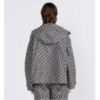 Dior Women CD Waterproof Hooded Jacket Blue Technical Taffeta Jacquard Dior Oblique Motif (3)