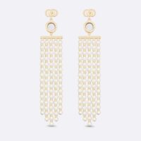 Dior Women La Parisienne Earrings Gold-Finish Metal with White Resin Pearls and Mirrors (1)