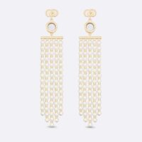 Dior Women La Parisienne Earrings Gold-Finish Metal with White Resin Pearls and Mirrors