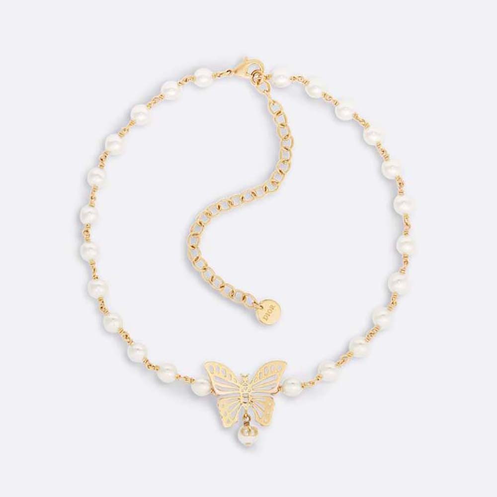 Dior Women Métamorphose Choker Gold-Finish Metal and White Resin Pearls