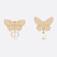 Dior Women Métamorphose Earrings Matte Gold-Finish Metal with White Resin Pearl (1)