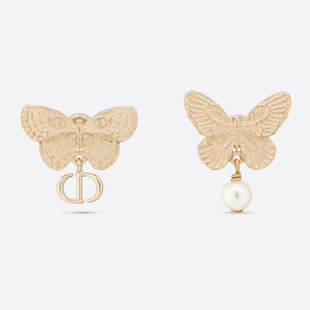 Dior Women Métamorphose Earrings Matte Gold-Finish Metal with White Resin Pearl