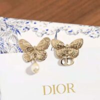 Dior Women Métamorphose Earrings Matte Gold-Finish Metal with White Resin Pearl (1)