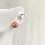 Dior Women Petit CD Stud Earrings Gold-Finish Metal Pink Crystals and Light Pink Glass - Image 2