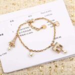 Dior Women Plan De Paris Bracelet Gold-Finish Metal and White Resin Pearls - Image 4