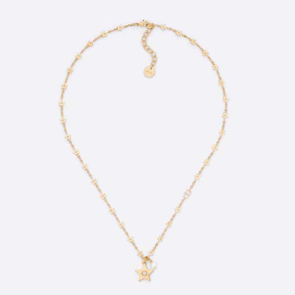 Dior Women Star Necklace Gold-Finish Metal with a White Resin Pearl and Mirror