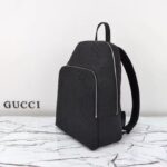 Gucci GG Unisex Large Jumbo GG Backpack Black Leather Cotton Linen Lining Padded Mesh Back - Imagen 7