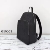 Gucci GG Unisex Large Jumbo GG Backpack Black Leather Cotton Linen Lining Padded Mesh Back (4)