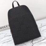 Gucci GG Unisex Large Jumbo GG Backpack Black Leather Cotton Linen Lining Padded Mesh Back - Imagen 3