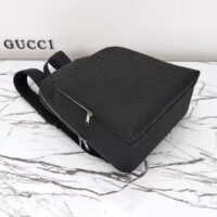 Gucci GG Unisex Large Jumbo GG Backpack Black Leather Cotton Linen Lining Padded Mesh Back (4)