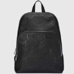 Mochila Gucci GG unisex grande Jumbo GG de piel negra con forro de lino y algodón y parte trasera de malla acolchada