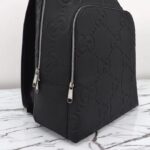 Gucci GG Unisex Large Jumbo GG Backpack Black Leather Cotton Linen Lining Padded Mesh Back - Imagen 8