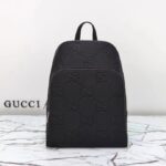 Gucci GG Unisex Large Jumbo GG Backpack Black Leather Cotton Linen Lining Padded Mesh Back - Imagen 2