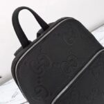 Gucci GG Unisex Large Jumbo GG Backpack Black Leather Cotton Linen Lining Padded Mesh Back - Imagen 10
