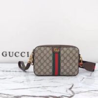 Gucci GG Unisex Ophidia GG Crossbody Bag Beige Ebony GG Supreme Canvas Double G (9)