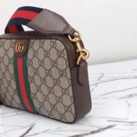 Gucci GG Unisex Ophidia GG Crossbody Bag Beige Ebony GG Supreme Canvas Double G (9)