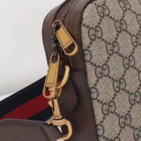 Gucci GG Unisex Ophidia GG Crossbody Bag Beige Ebony GG Supreme Canvas Double G (9)