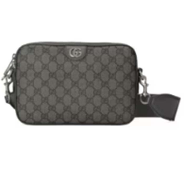 Gucci GG Unisex Ophidia GG Crossbody Bag Grey Black GG Supreme Canvas Double G