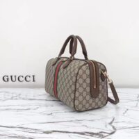 Gucci GG Unisex Ophidia GG Medium Top Handle Bag Beige Ebony GG Supreme Canvas Leather (3)